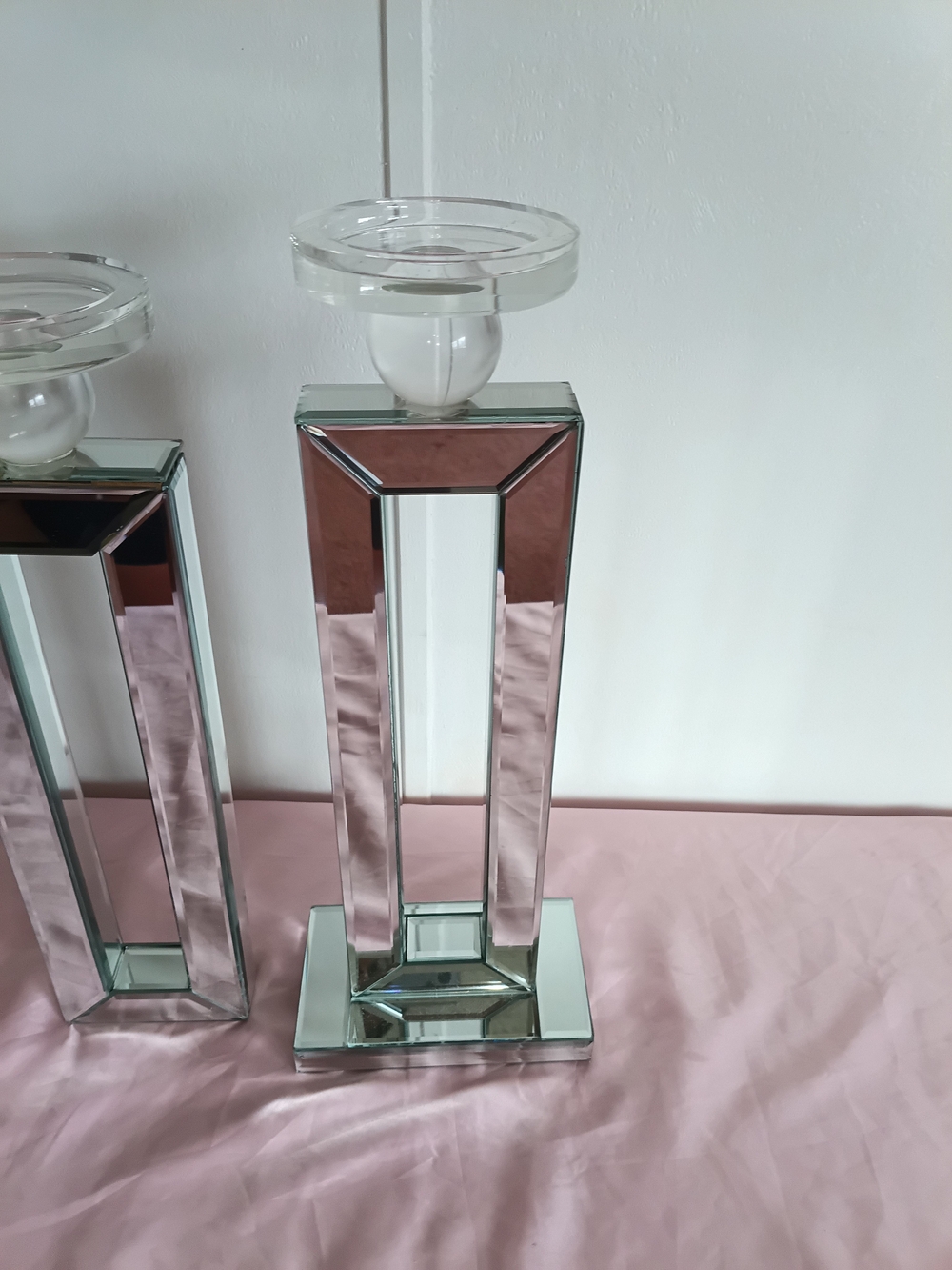 Z Gallerie Mirrored Column Candle Holders - Silver - Picture 6 of 15